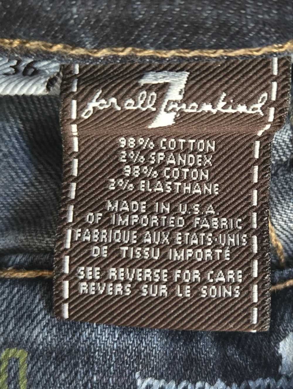 7 For All Mankind Bootcut Jeans Men's 36 Dark Wash Made in USA Premium Denim Y2K